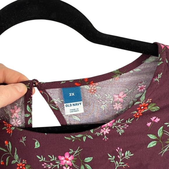 Old Navy Puff Sleeve Purple Floral Maxi Shift Dress Boho NEW Womens Plus 2x - Picture 4 of 9